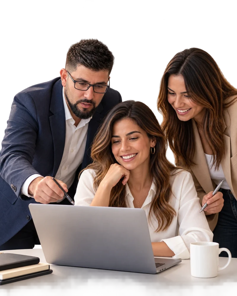 Equipo de Mi Asesor trabajando frente a un computador